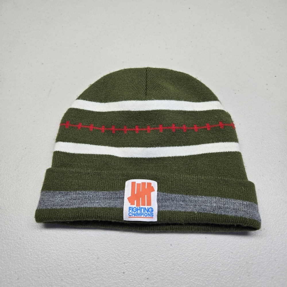 Undefeated Men Beanie ONE SIZE Olive‎ Green Fighting Champions Foldover